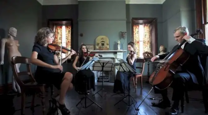 Stringspace string quartet musicians performing Pachelbel's Canon