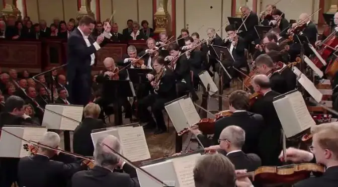 The Vienna Philharmonic orchestra plays the Overture of Ludwig van Beethoven's Egmont, Op. 84