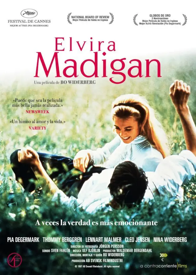Elvira Madigan movie poster. The soundtrack of 1967 Swedish romantic drama film Elvira Madigan features the Swiss-Hungarian pianist Géza Anda (9 November 1921 - 13 June 1976) playing the Andante from Mozart Piano Concerto No. 21, which is now sometimes referred to as the Elvira Madigan Concerto.