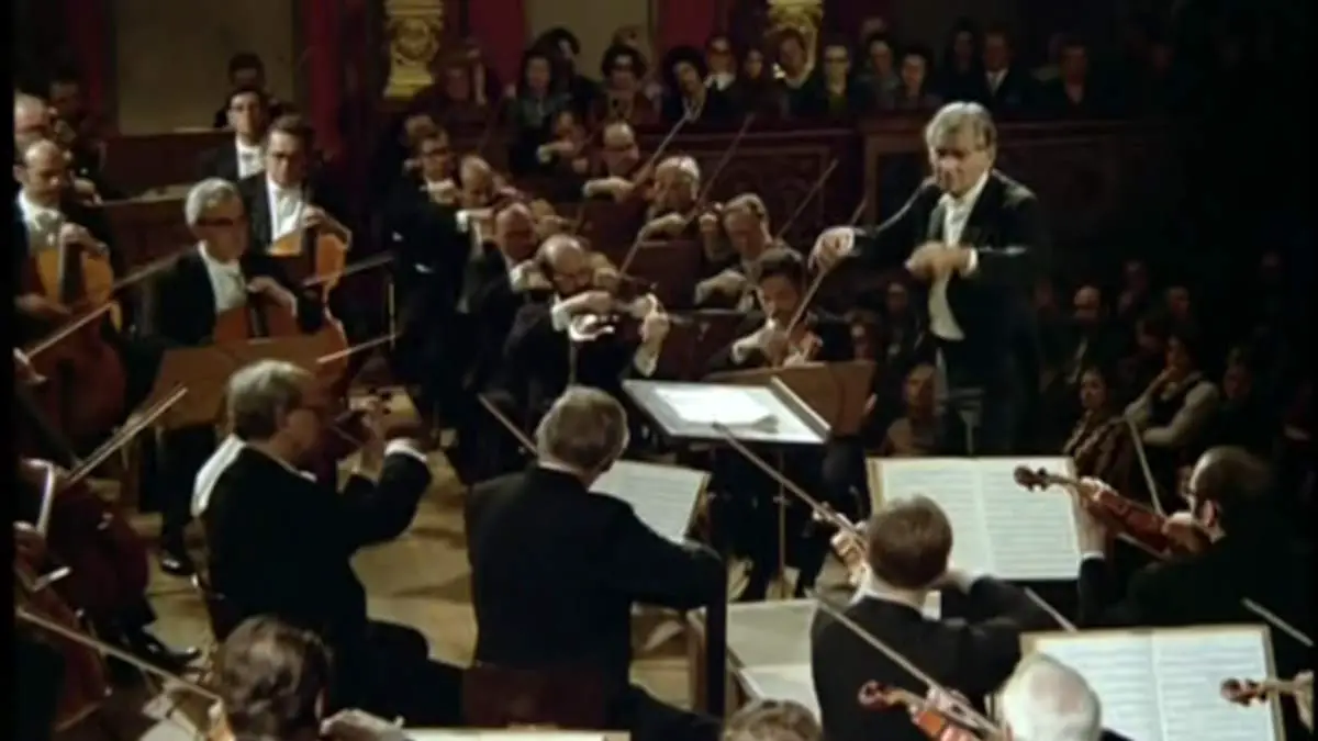Conducted by Leonard Bernstein, the Wiener Philharmoniker performs Gustav Mahler Symphony No. 5.