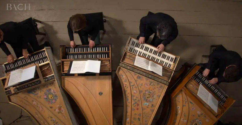 Netherlands Bach Society performs Johann Sebastian Bach's Concerto in A minor for four harpsichords, BWV 1065.