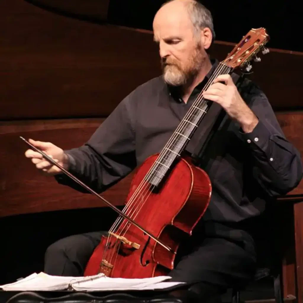 Guitarist, composer, educator, and multi-media artist Peter Yates plays arpeggione.