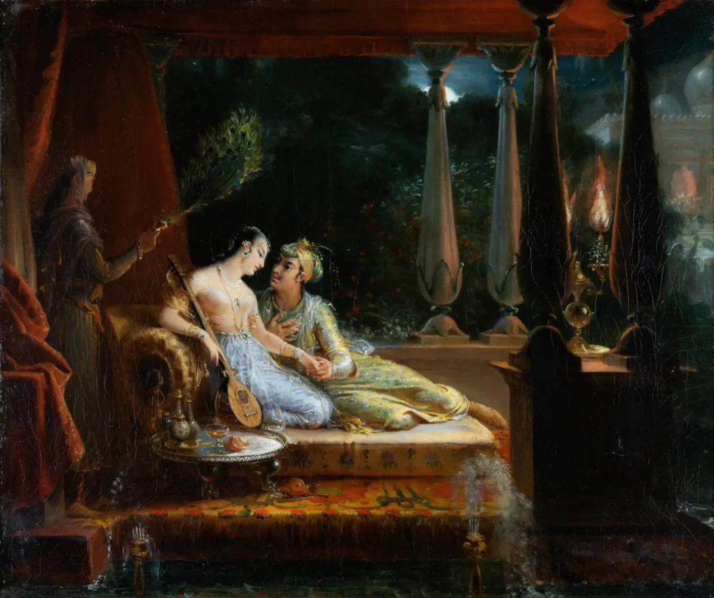 Scheherazade and Shahryar (One Thousand and One Nights) by the French painter Marie-Éléonore Godefroid (1778 - 1849)
